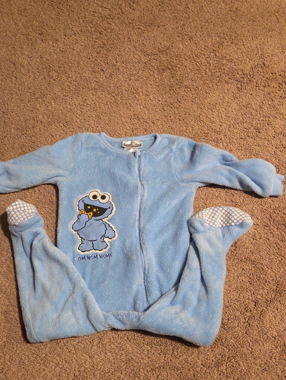 Cookie Monster Blue Fleece One-Piece Pajamas - Kids